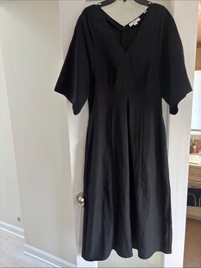 Vince Black Midi Dress with V-Neck